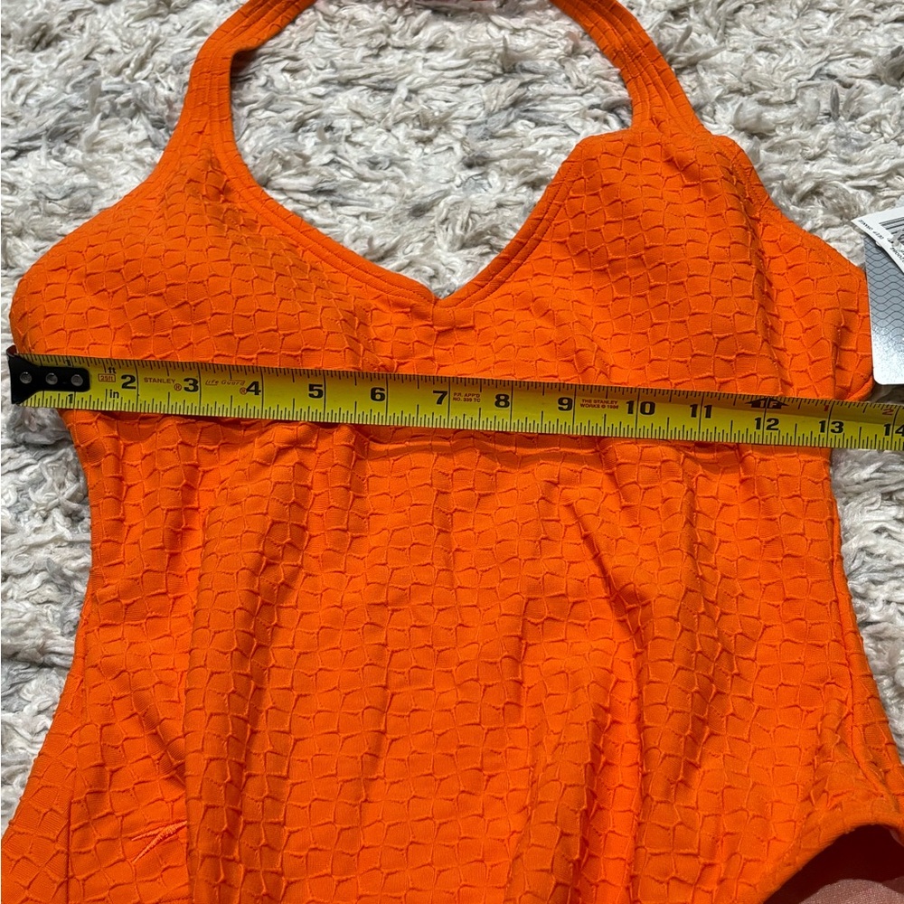 Speedo Orange Textured Swimsuit New with Tags Size 14 - Picture 10 of 16